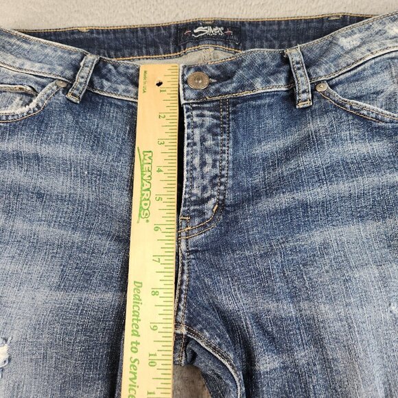 Silver Jeans Women's 33x27 Kenni Skinny Ankle Distressed Stretch Denim Pants - Picture 5 of 14